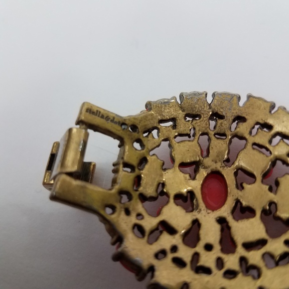 Stella & Dot Pink Bracelet Gold Tone Cuff Chunky - Picture 6 of 8